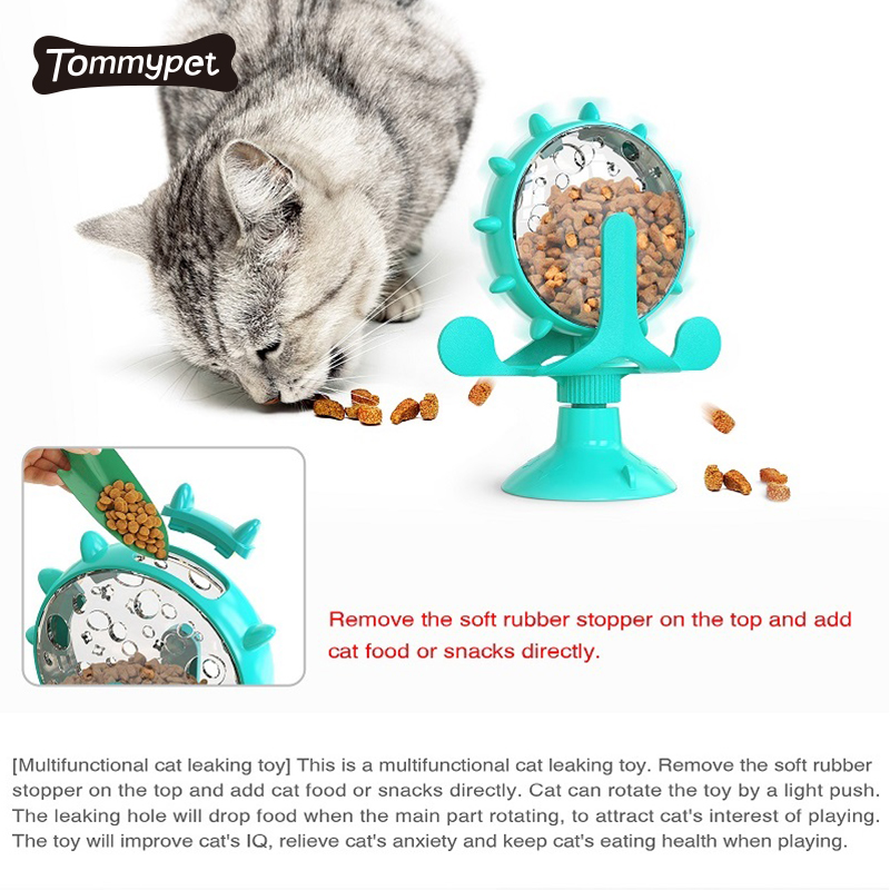 턴테이블 인터랙티브 슬로우 피더 식품 누출 조련사 재미 있은 고양이 장난감