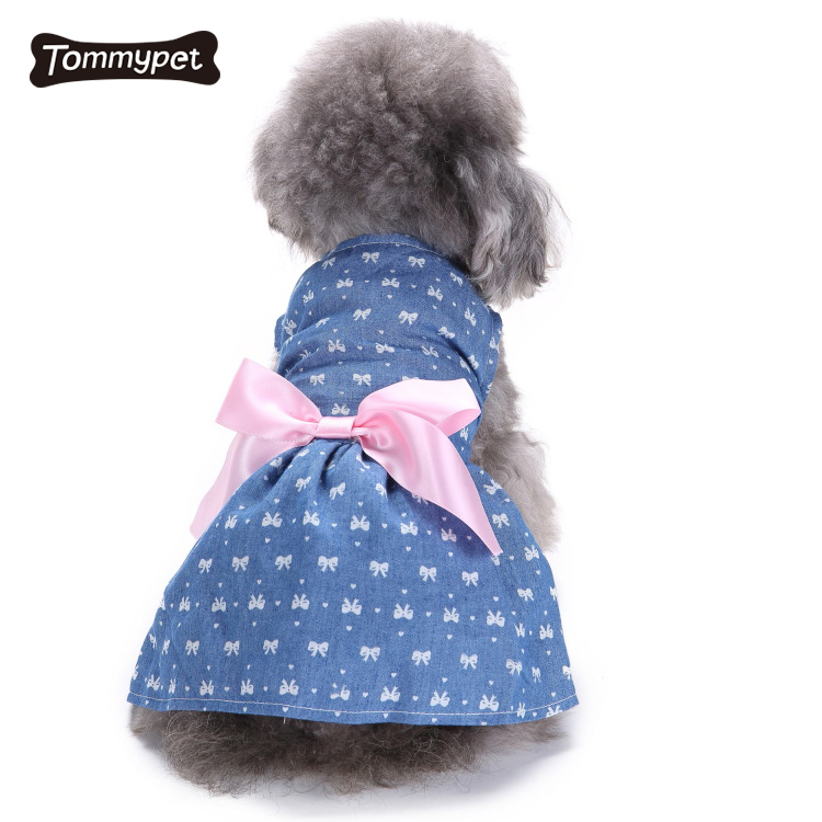 귀여운 폴카 도트 리본 아늑한 민소매 개 옷 셔츠 Sundress 애완 동물 강아지 투투 드레스