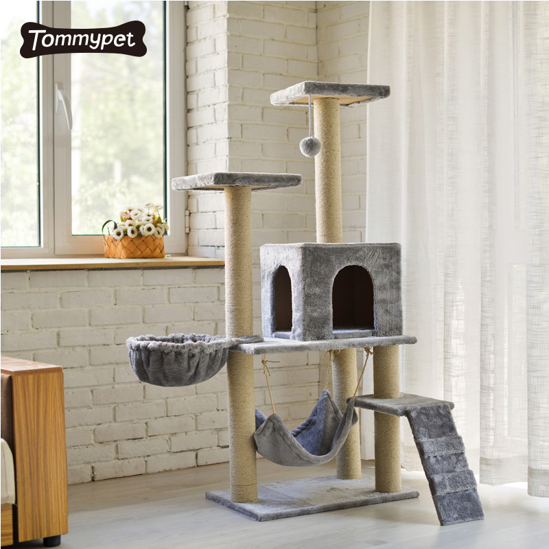 대형 나무 스크래치 등반 타워 패션 diy 디럭스 고양이 나무 긁는 게시물 고양이 나무 천장에