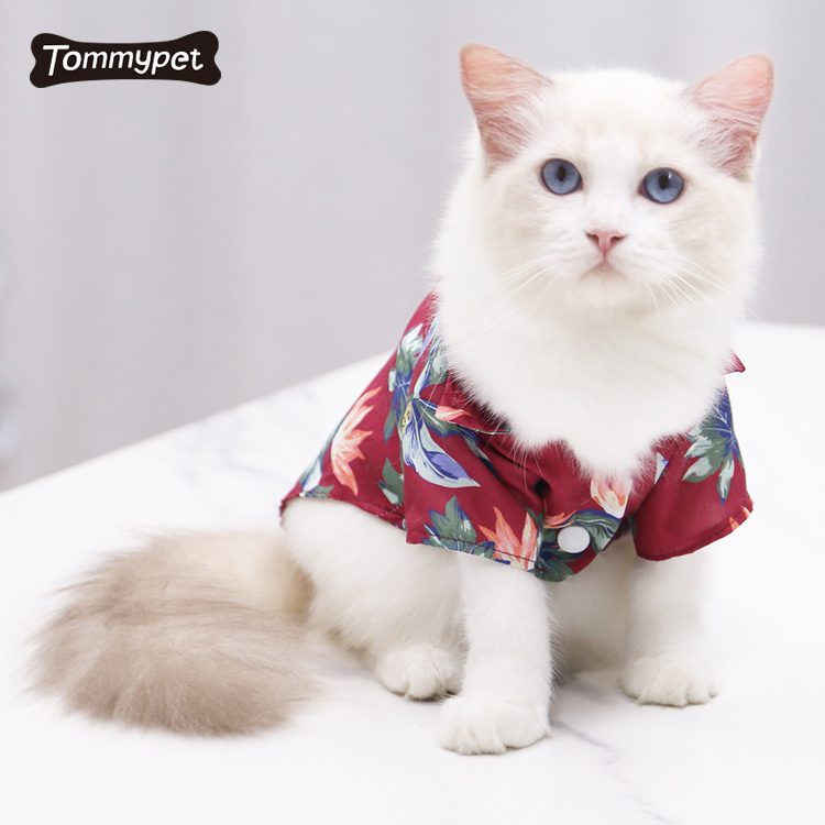 하와이안 스타일 강아지 고양이 꽃 개 셔츠 옷 개 여름 셔츠