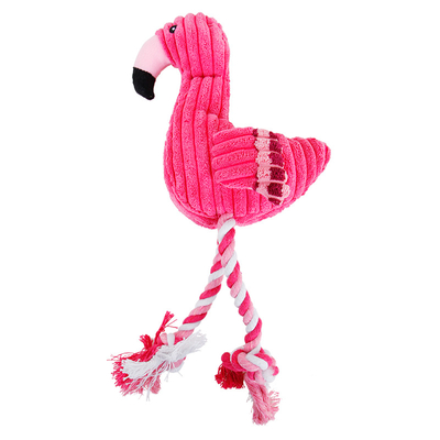 핑크 애완 동물 물린 장난감 삐걱 거리는 봉제 씹는 플라밍고 개 밧줄 장난감 씹기